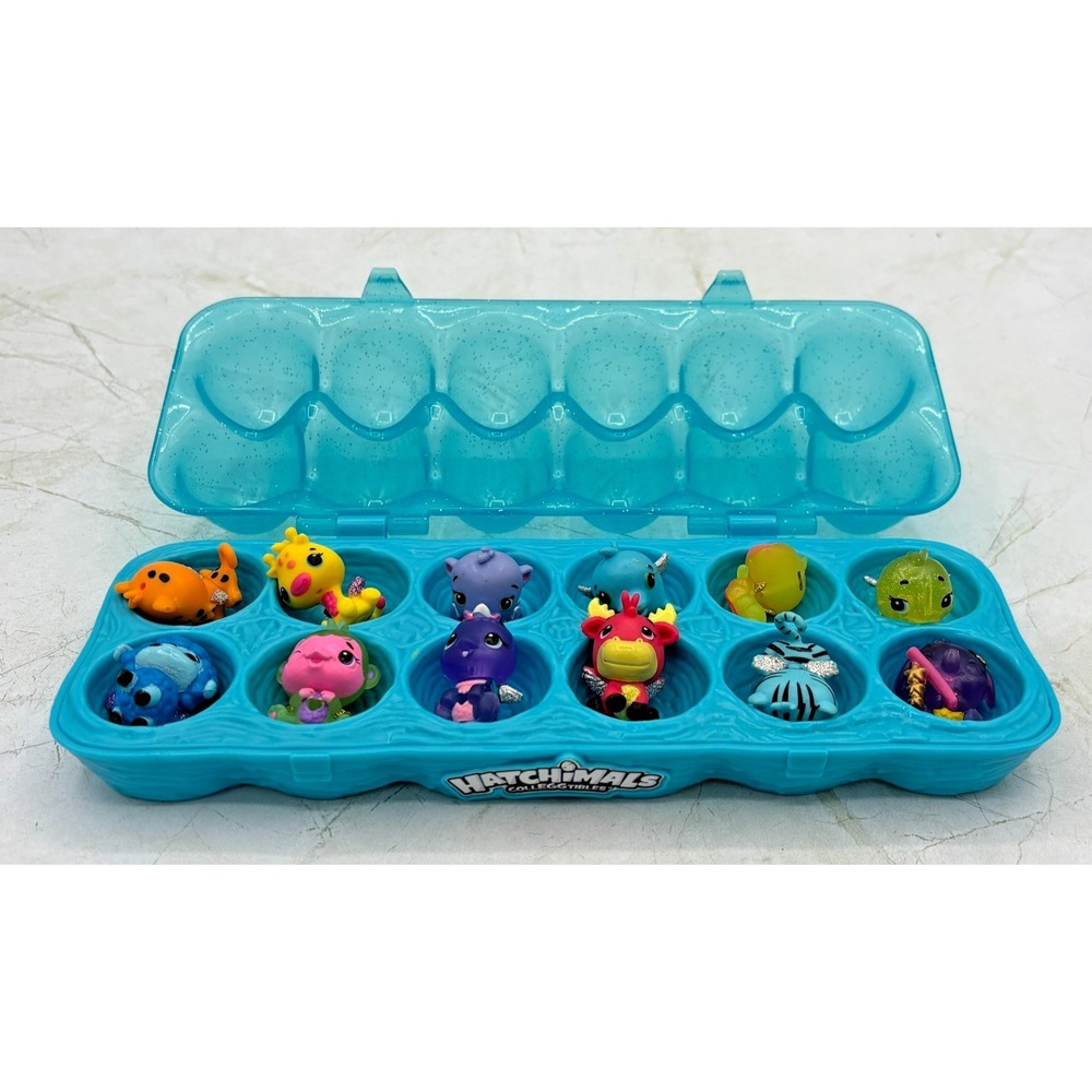 Hatchimals Colleggtibles 12 Pack Blue Egg Carton Tray Assorted Animal‎ Figurines